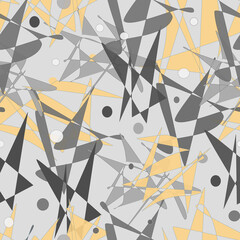 Shattered Abstract in grays and yellow seamless vector repeat pattern surface design