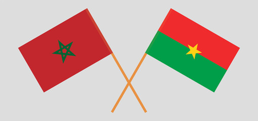 Crossed flags of Morocco and Burkina Faso