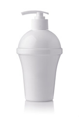 Front view of blank plastic white pump container