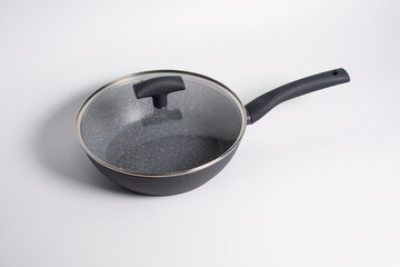 gray frying pan isolated on a white background