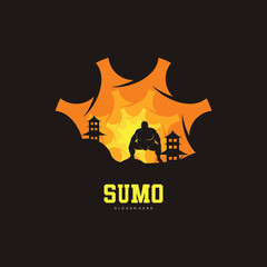 vector illustration of sumo fight logo design, sumo fight silhouette