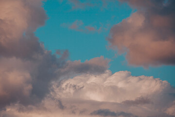 clouds in the sky. Beautiful white and grey clouds and blue sky