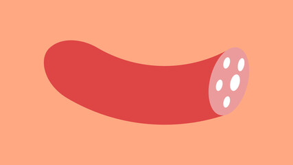 Cartoon flat style salami sausage with slices. Smoked meat product. illustration