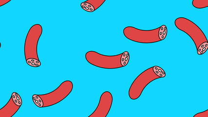 Sausage pattern Seamless. Wurst. Endless print texture. Cartoon