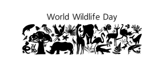 World Wildlife Day, March 3. Vector illustration for you design, card, banner, poster poster.