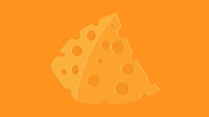 Cheese icon isolated on white background. Flat yellow milk food symbol for web site design, mobile app. Logo triangle block cheese illustration