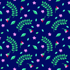 Abstract Green leaves seamless pattern
