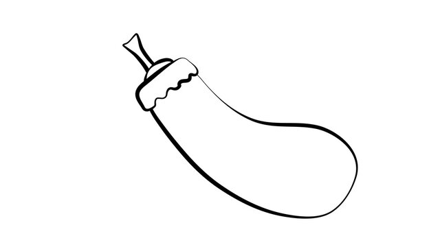 Cartoon eggplant illustration isolated on white background. Eggplant outline for coloring page. Eggplant icon