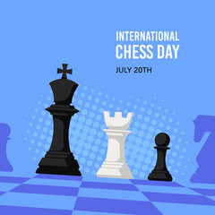 International Chess Day Banner Template, Flat Vector Illustration