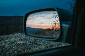 Sunset in rearview