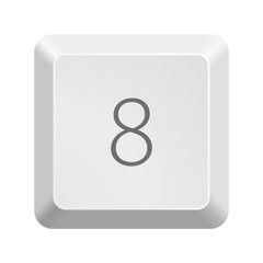 Button with number 8. Icon Vector Illustration.  