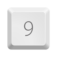 Button with number 9. Icon Vector Illustration.  