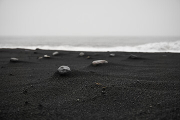 Stones on Vik's Black Sand Shores