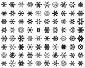 SVG Set of different black snowflakes on a white background  - 410726000