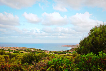 Obraz premium view of bay with blue sea in the north of Sardinia