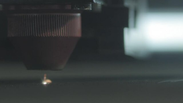 Close Up Footage Of A Laser Engraving Machine