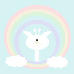 regenbogen cuddles Gloria giraffe pastel blau kinderzimmer tapete buch hintergrund s&uuml;&szlig; und fr&ouml;hlich