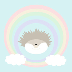 regenbogen cuddles Ignaz igel pastel blau kinderzimmer tapete buch hintergrund süß und fröhlich