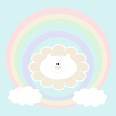 regenbogen cuddles Leo löwe pastel blau kinderzimmer tapete buch hintergrund süß und fröhlich