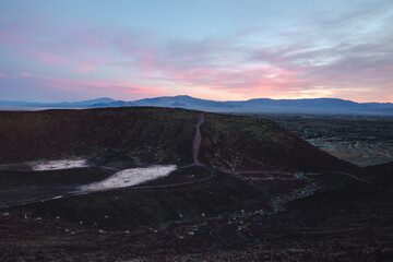 Pink desert sunset Amboy Crater, California