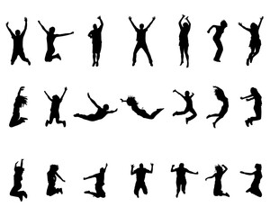SVG Black silhouettes of jumping on a white background - 410727444