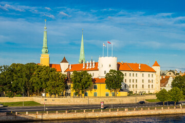 Cityscape to Riga castle is located on the banks of river Daugava, Old Town. Rigas pils official...