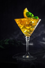 iced lemonade or lemon cocktail takeaway iced tea portion on the table for healthy meal snack outdoor top view copy space for text food background rustic image keto or paleo diet