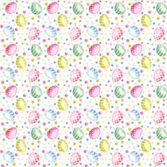 easter  multicolor eggs  on white  seamless pattern
