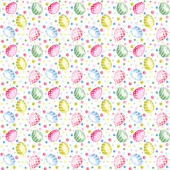 easter  multicolor eggs  on white  seamless pattern