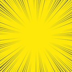 Speed Line background. Vector illustration. Comic book black and yellow radial lines background.