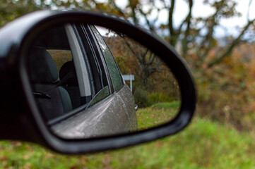 Car trip on rainy day