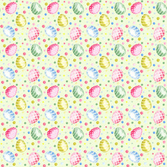 Fototapeta premium easter eggs on green seamless pattern