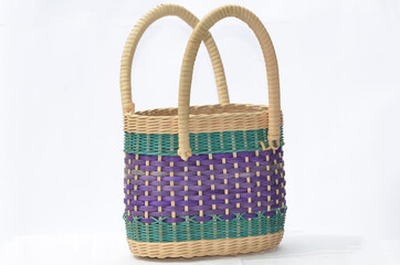 Fototapeta na wymiar Handmade rattan basket in modern design