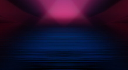 Dark abstract futuristic background. Neon lines, glow. Neon lines, shapes. Pink and blue glow