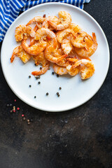 prawns fried shrimp spices delicious vegetarian portion on the table for healthy meal snack outdoor top view copy space for text food background rustic image pescetarian