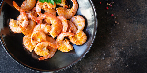 prawns fried shrimp spices delicious vegetarian portion on the table for healthy meal snack outdoor top view copy space for text food background rustic image pescetarian