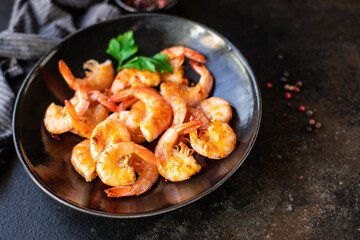 prawns fried shrimp spices delicious vegetarian portion on the table for healthy meal snack outdoor top view copy space for text food background rustic image pescetarian