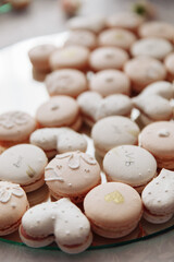 sweet wedding treat. wedding candy bar. sweets. different macarons. festive table.