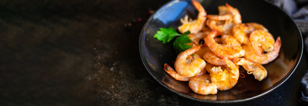 prawns fried shrimp spices delicious vegetarian portion on the table for healthy meal snack outdoor top view copy space for text food background rustic image pescetarian