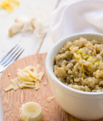 Risoto de alho Poró e limão siciliano