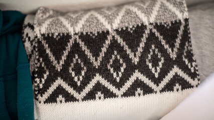 Knitted textile casual, shallow depth of field, abstract photography for backgrounds.