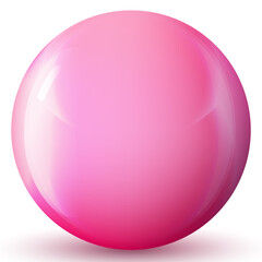 Glass pink ball or precious pearl. Glossy realistic ball, 3D abstract vector illustration highlighted on a white background. Big metal bubble with shadow.