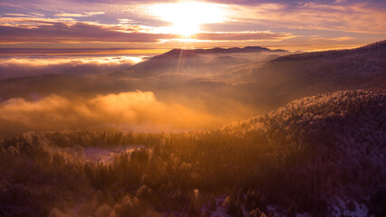 sunrise over the mountains

