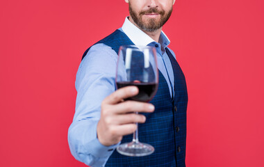 sommelier. guy drink red wine. cheers for happy valentines day. alcohol drinking.