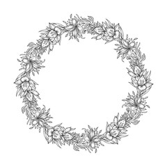 Original vector illustration. Floral wreath in vintage style.