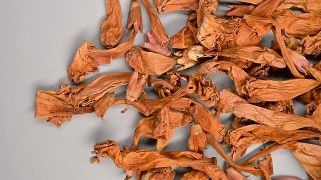 top pan view herb LingXiaoHua or Campsis Flos or Chinese Trumpetcreeper