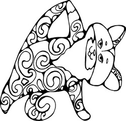 Happy cat in yoga pose stylized ornament.