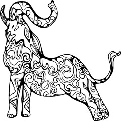 Elephant in a yoga pose ornamental in spirals.