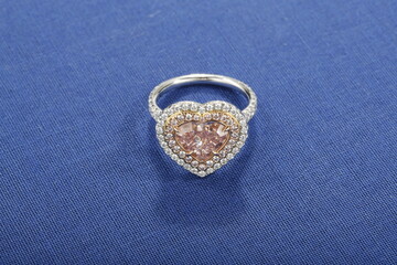 Pink Heart Shape Diamond Halo Ring