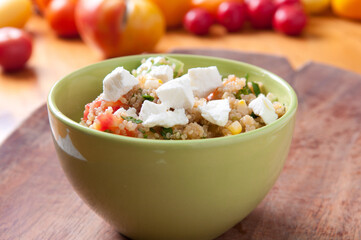 gluten free vegetarian salad made with quinoa and fresh heirloom